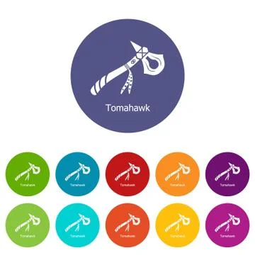 Tomahawk icons set vector color 스톡 일러스트