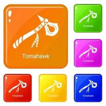 Tomahawk icons set vector color Stock-Illustration