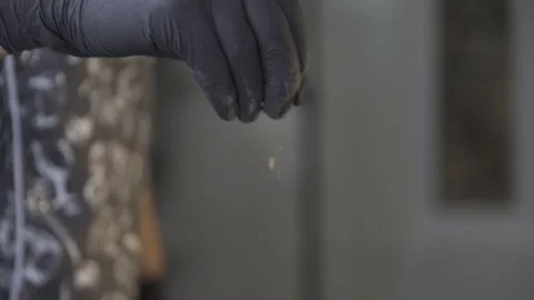 Tomahawk rib beef steak prepared to be cooked by the Chef. Delicious view. Video stock 117441671