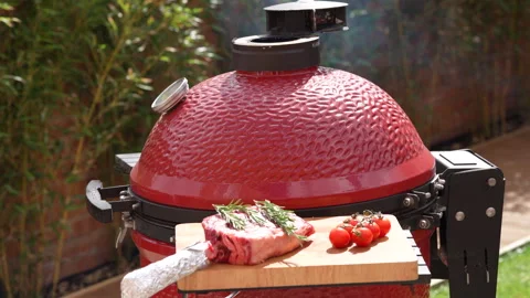 Tomahawk steak bbq preparing Stock Footage 248540982