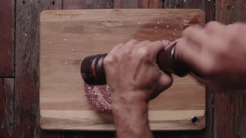 Tomahawk Steak being peppered Stock Footage 194718021