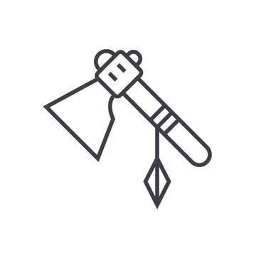 Tomahawk vector line icon, sign, illustration on background, editable strokes Stock-Illustration
