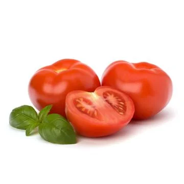 Tomato and basil leaf Stock Photos