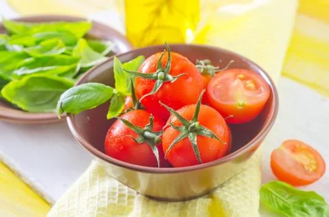 Tomato and basil Stock Photos