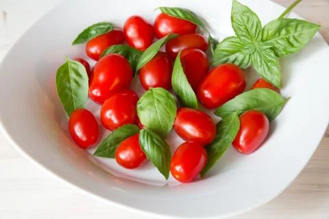 Tomato and basil Stock Photos