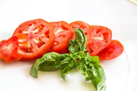 Tomato and basil Stock Photos