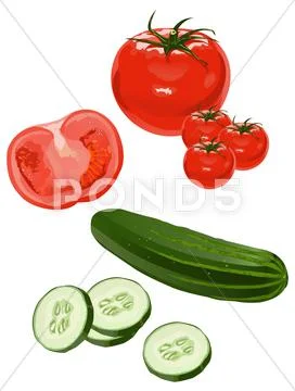 Tomato and cucumber Stock Illustration