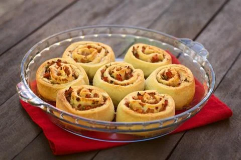 Tomato and ham rolls Stock Photos