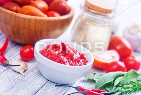 Tomato and sauce Stock Photos