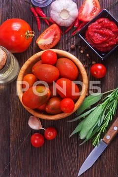 Tomato and sauce Stock Photos