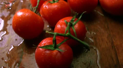 Tomato and water splash, Slow Motion Stock Footage