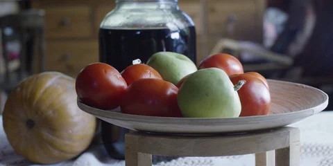 Tomato, apple and a pumpkin Stock Footage 119098773