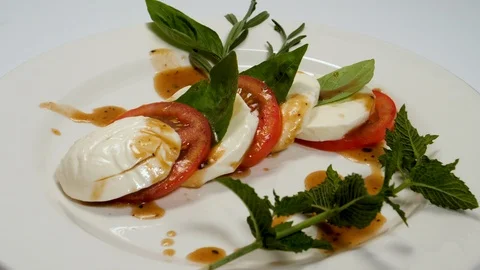 Tomato Basil Mozzarella Stock Footage 111442945