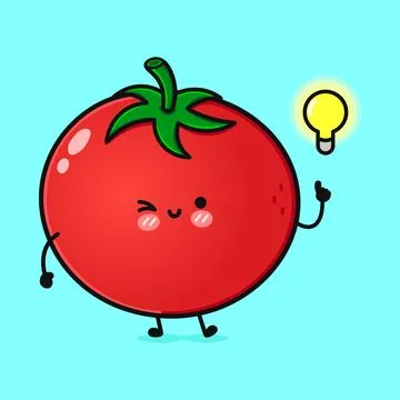 Tomato bingo character. Vector hand drawn cartoon kawaii character illustra.. Illustrazione stock