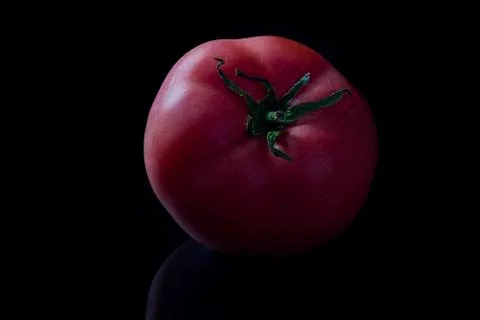 Tomato on black background Stock Photos