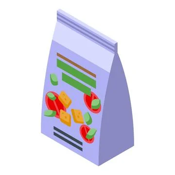 Tomato bread crouton pack icon isometric vector. Nutrition grain 스톡 일러스트