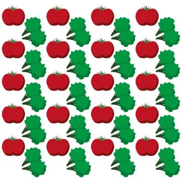 Tomato broccoli vegetables design seamless pattern Stock Illustration