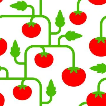 Tomato bush pattern seamless. Tomatos background. vector texture Stock Illustration
