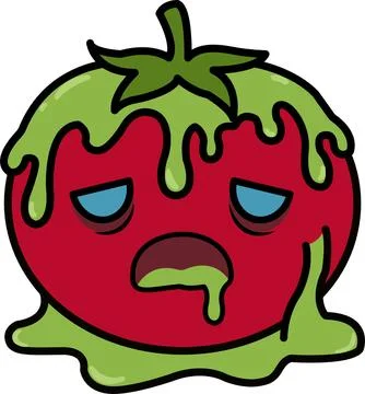 Tomato cartoon with sad expression and green stem Stock Illustration