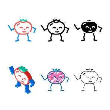 Tomato character color icon vector styles Stock Illustration