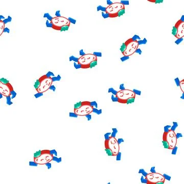 Tomato character isometric icon seamless pattern Stock Illustration