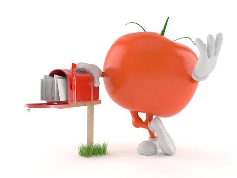 Tomato character with mailbox Stock Illustration