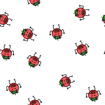 Tomato character vector seamless pattern Illustrazione stock