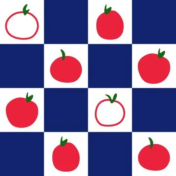 Tomato checkerboard seamless pattern vector background Illustrazione stock