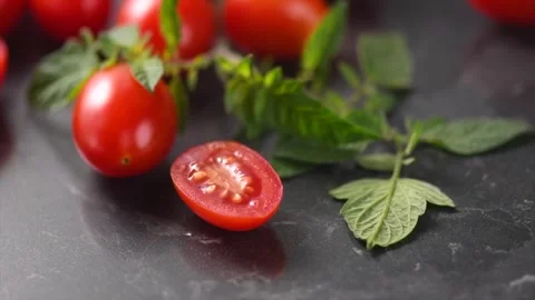 Tomato. Cherry tomatoes Fresh Ripe natural little tomatoes close-up Stock Footage 326763900