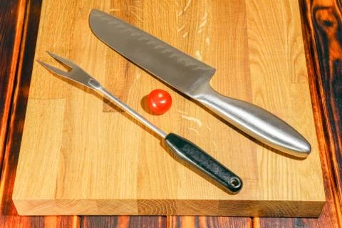 Tomato on a chopping Board as background Stock-Fotos