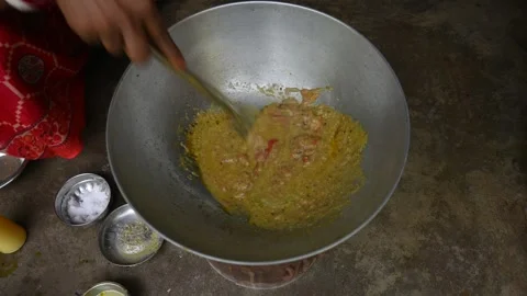 Tomato chutney is being prepared in a pan. Stock Footage 321824775