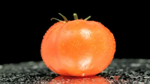 Tomato close up on black Stock Footage 8992407
