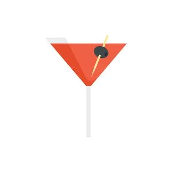 Tomato cocktail icon flat vector. Juice drink Stock Illustration