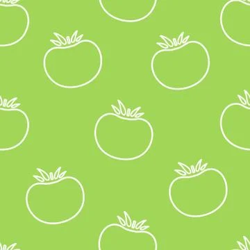 Tomato contour vegetable seamless pattern design Stock Illustration
