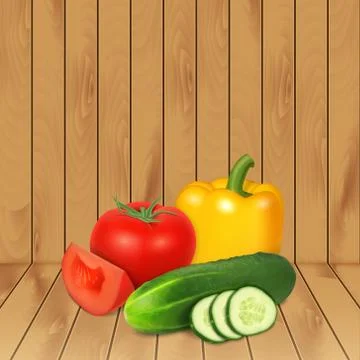 Tomato, cucumber and pepper Stock Illustration