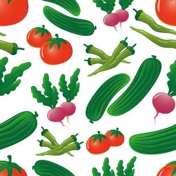 Tomato cucumber pepperoni radish Stock Illustration