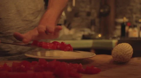 Tomato Cutting Close Video stock 54761808