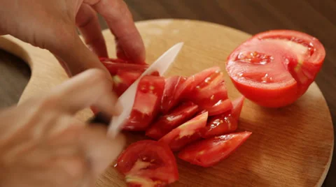 Tomato cutting Stock Footage 35830581