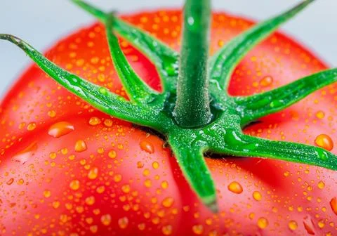 Tomato with dew drops. Stock Photos