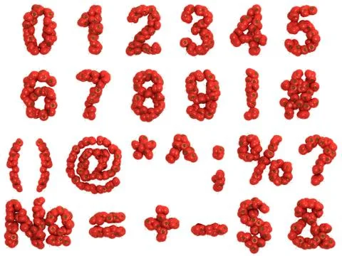 Tomato digits on white background Stock Illustration
