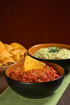 Tomato dip with nacho Stock Photos