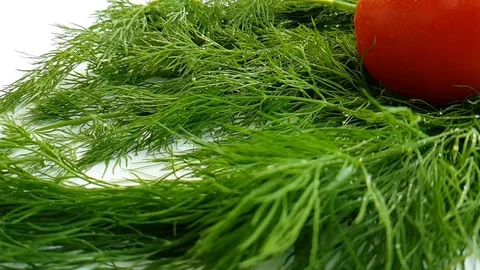 Tomato drops wet dill Video stock 90031403