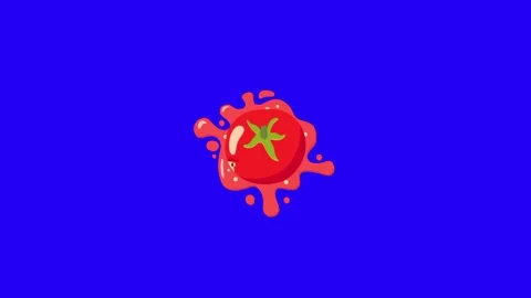Tomato Falling Animation Loop On Blue Screen Background 库存影片 337593473