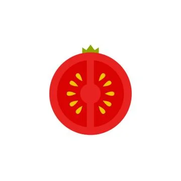 Tomato flat icon, vector color cute illustration Stock Illustration
