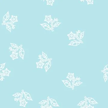 Tomato flower line seamless pattern Stock Illustration