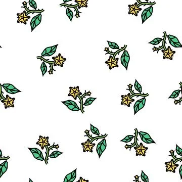 Tomato flower vector seamless pattern Illustrazione stock