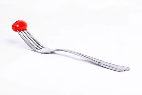 Tomato on fork Foto stock