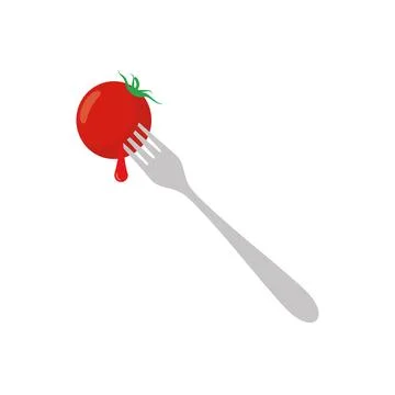 Tomato on Fork vector. Tomato vector. Tomato on white background. Stock-Illustration