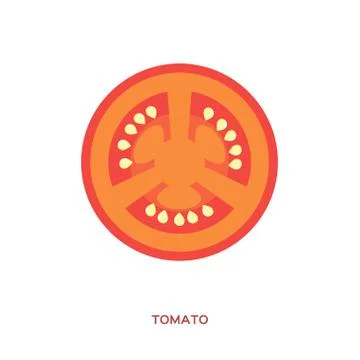 Tomato. Fresh slice on white background. Front view. Stock Illustration