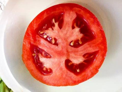 Tomato half on plate Stock Photos
